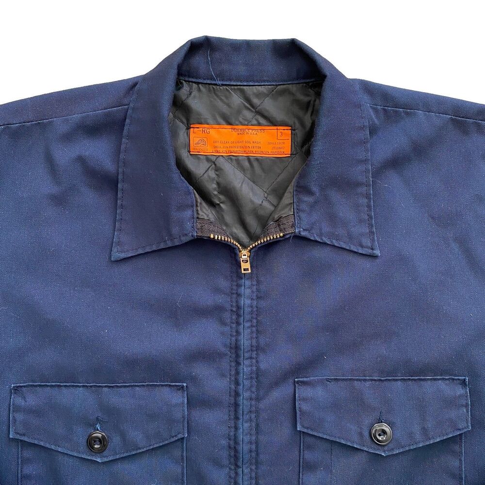 Vintage Red Kap Work Jacket Large Blue Talon Zipper 60s 70s